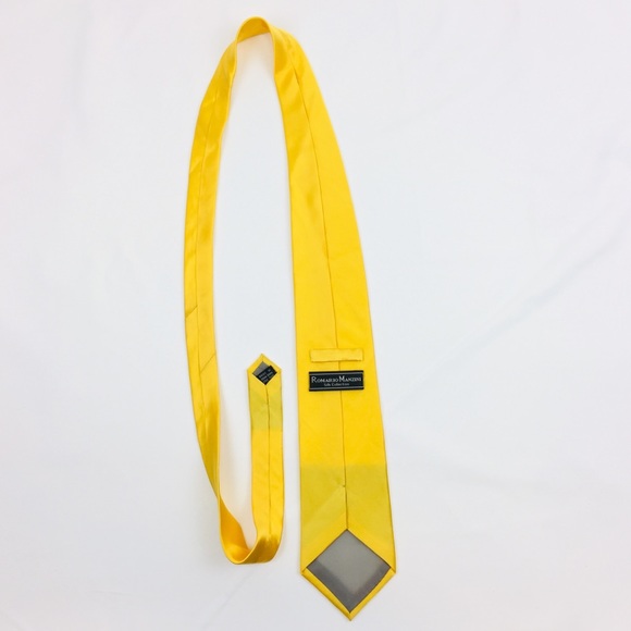 Romario Manzini 100% Silk Men Tie Necktie yellow - Picture 3 of 8